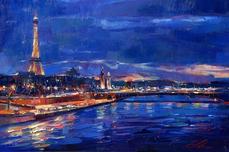 City Impressionism Originals and Prints City Impressionism Originals and Prints Midnight in Paris (Mini) (Framed)